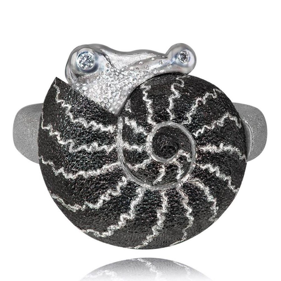 Rings Alex Soldier | Silver Little Snail Ring With Diamonds