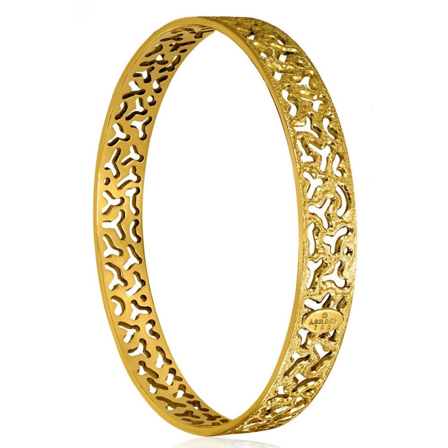 Bracelets Alex Soldier | Gold Textured Bangle Bracelet