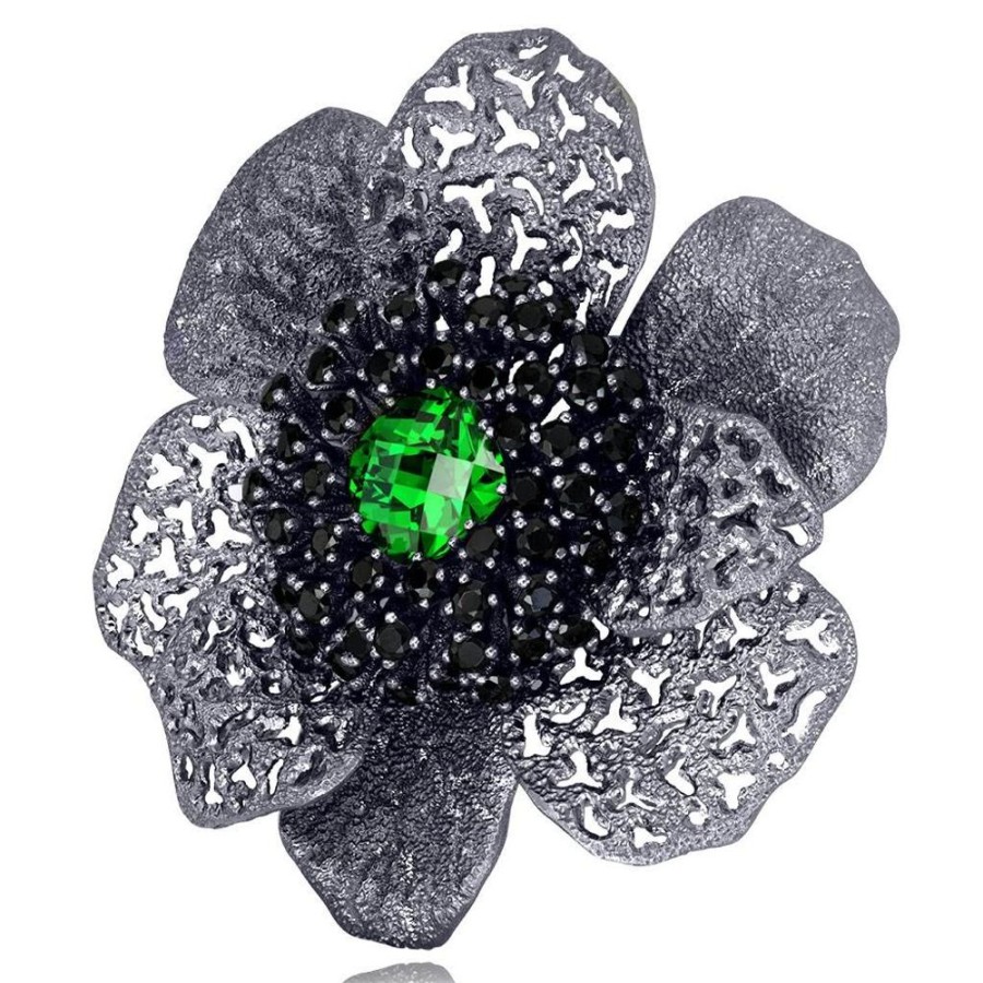 Brooches Alex Soldier | Silver Coronaria Brooch/Pendant With Swarovski Crystal