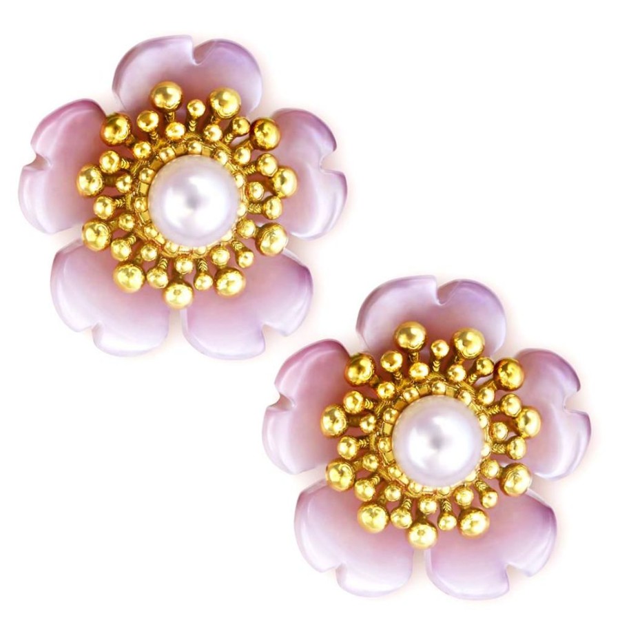 Earrings Alex Soldier | Gold Baby Blossom Earrings With Pearls