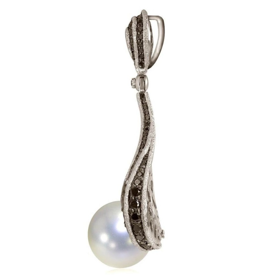 Necklaces Alex Soldier | Gold Twist Pendant With Freshwater Pearl & Diamonds