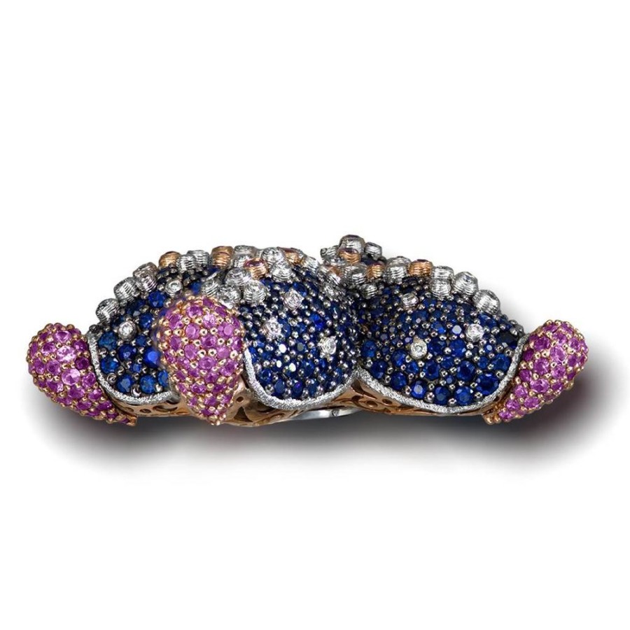 Brooches Alex Soldier | Gold Starfish Brooch With Diamonds And Sapphires