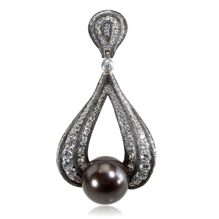 Necklaces Alex Soldier | Gold Twist Pendant With Tahitian Pearl & Diamonds