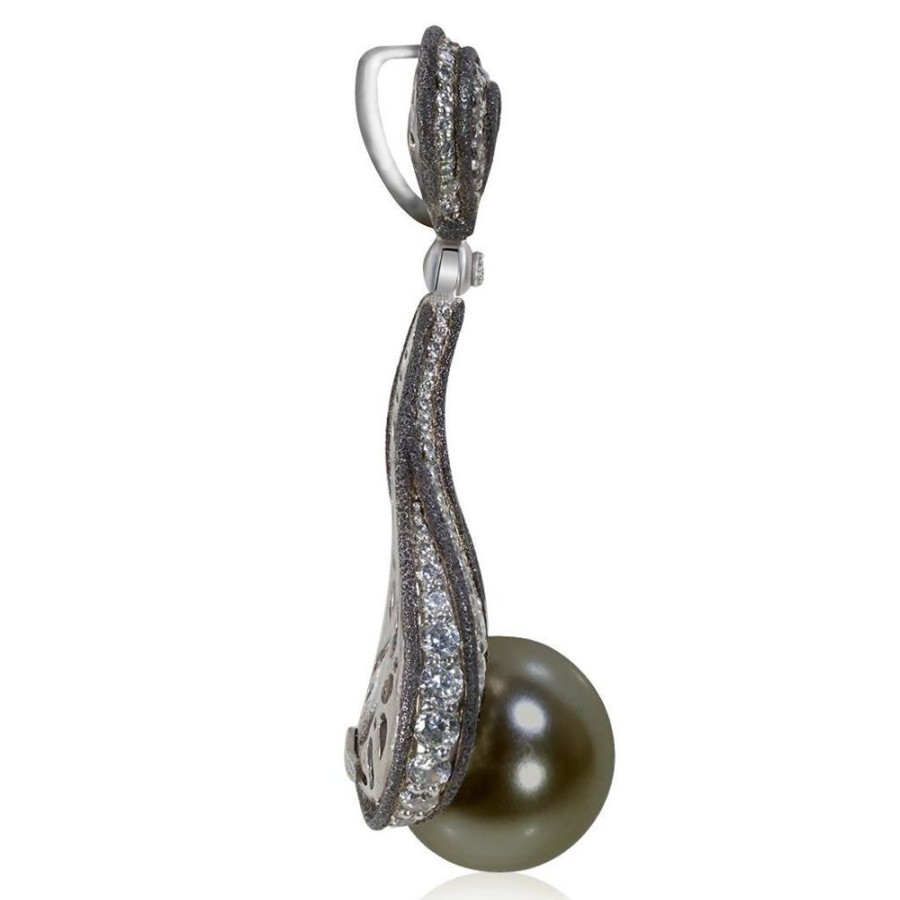 Necklaces Alex Soldier | Gold Twist Pendant With Tahitian Pearl & Diamonds