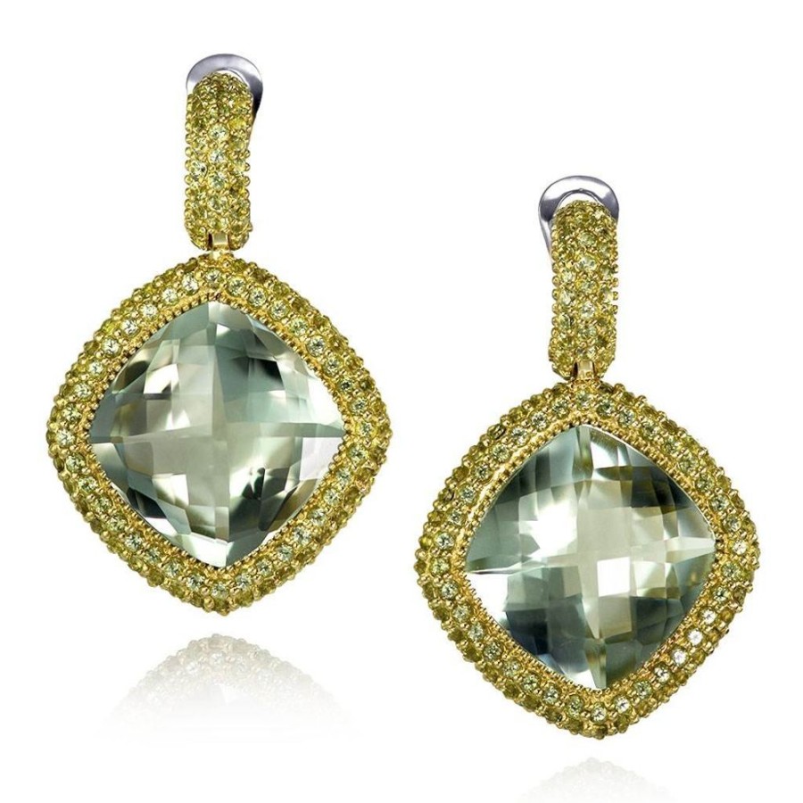 Earrings Alex Soldier | Gold Royal Drop Earrings With Green Amethyst & Peridot