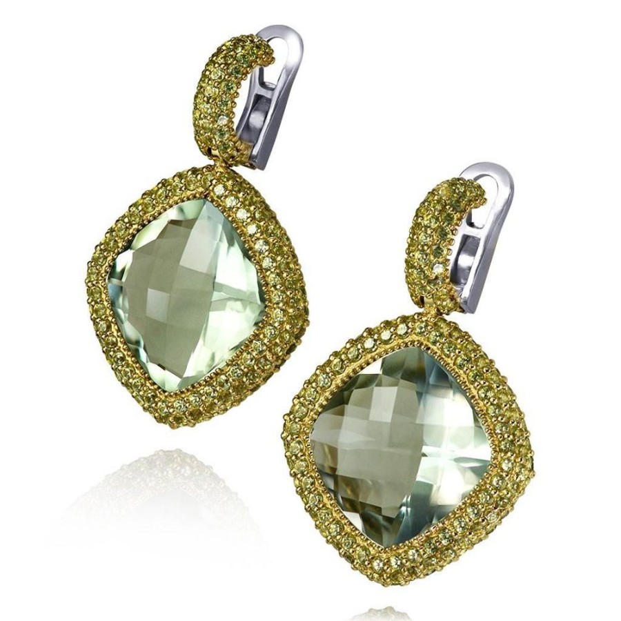 Earrings Alex Soldier | Gold Royal Drop Earrings With Green Amethyst & Peridot