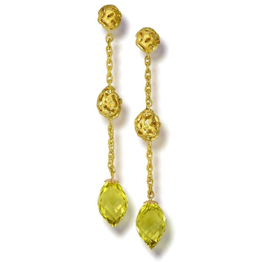 Earrings Alex Soldier | Gold Meteorite Drop Earrings With Lemon Citrine